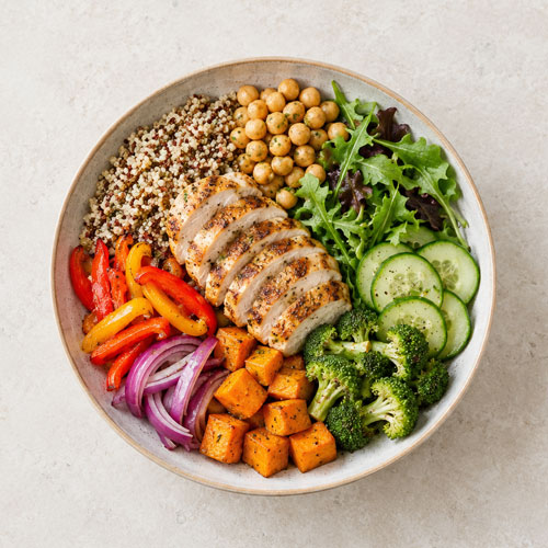 Balanced colourful plate